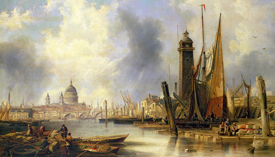 Swan Painting - View of London with St Pauls by John Wilson Carmichael