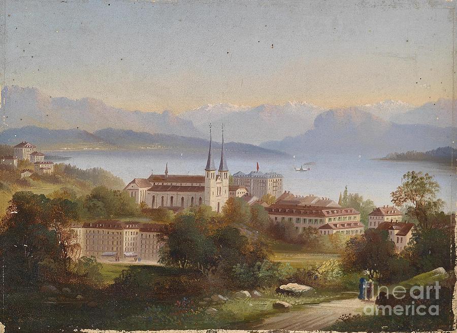 View of Lucerne Painting by MotionAge Designs