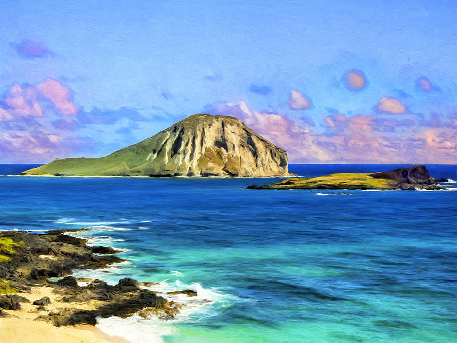 View of Makapuu and Rabbit Island Painting by Dominic Piperata