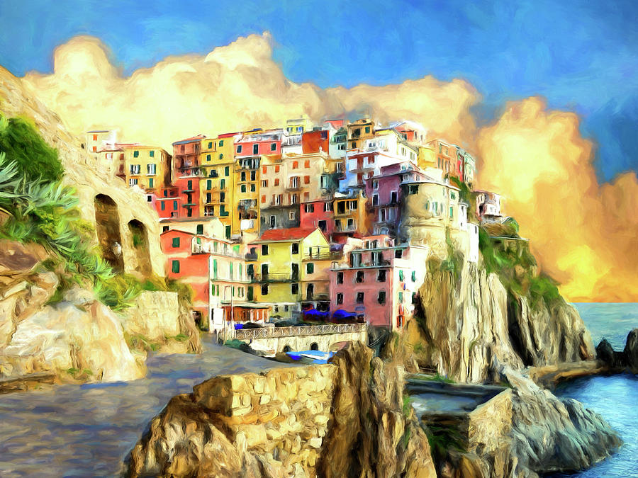 View of Manarola Cinque Terre Painting by Dominic Piperata