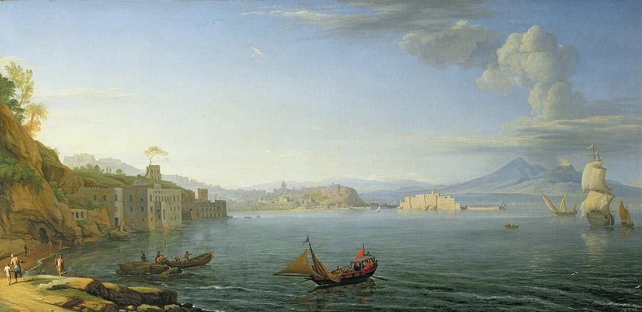 Boat Painting - View of Naples by Adrien Manglard