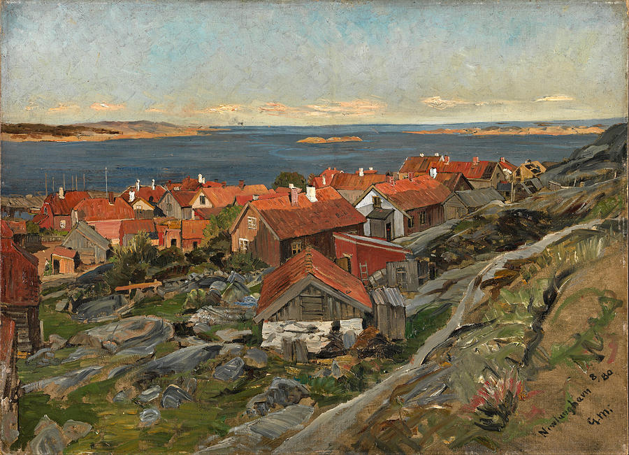 Gerhard Munthe Painting - View of Nevlunghavn by Gerhard Munthe