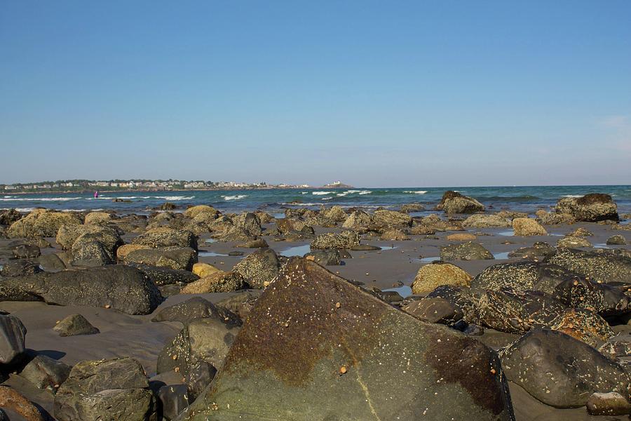 View of Nubble Lighthouse from Long Sands Beach York Maine 8 Photograph by Michael Saunders