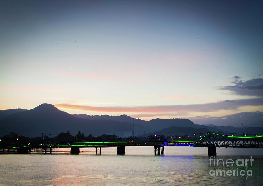 View Of Old Bridge In Kampot Town Cambodia At Sunset Photograph by JM Travel Photography