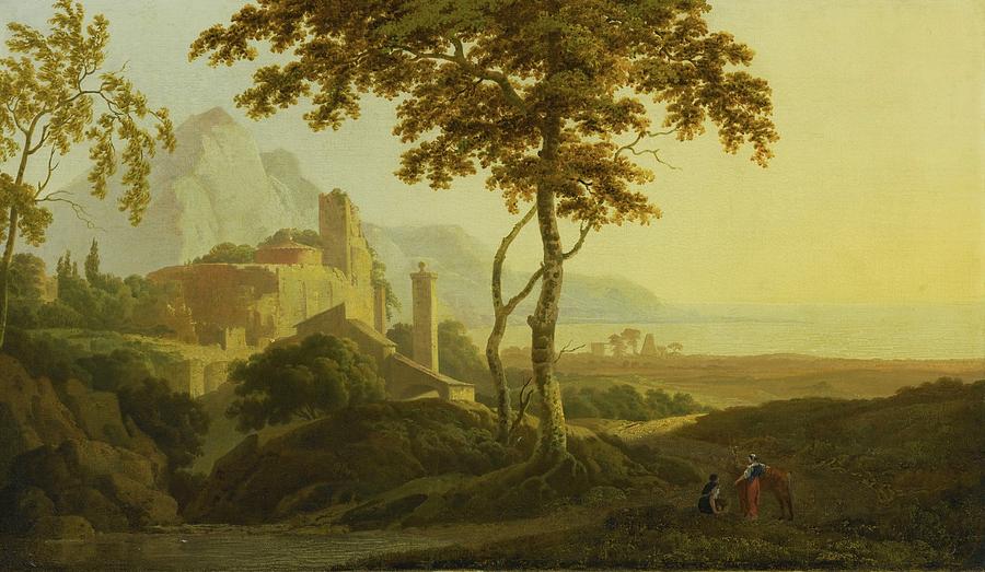 View Of San Felice Circeo Painting by Joseph Wright