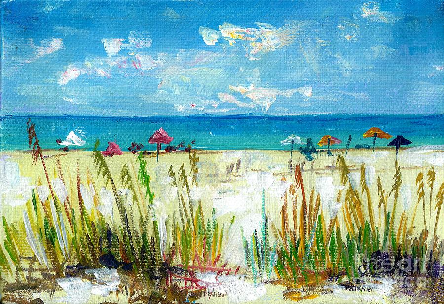 View of Siesta Beach Mini Painting by Lou Ann Bagnall