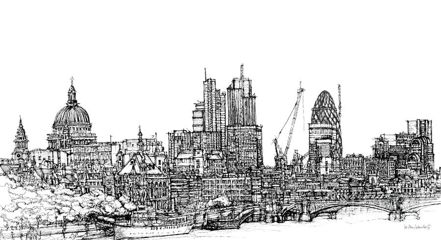 London Digital Art - View of St Pauls and The City  by Adendorff Design