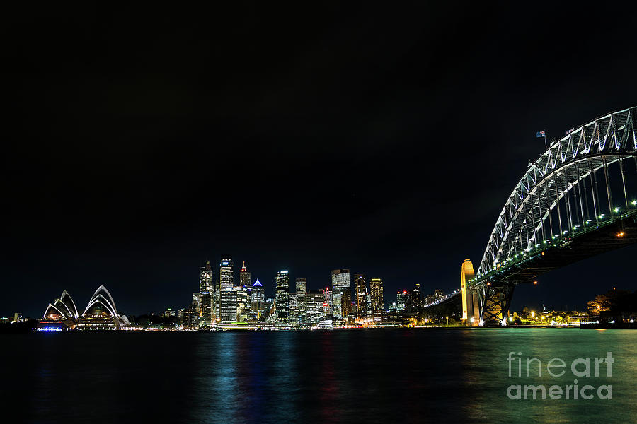 View Of Sydney City Harbour In Australia At Night Photograph by JM Travel Photography
