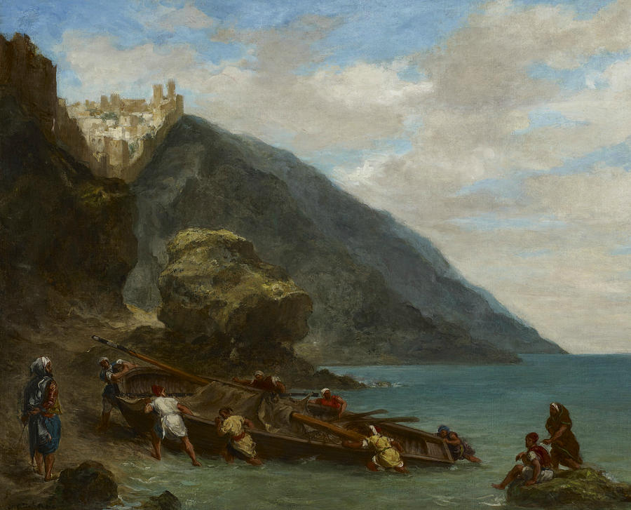 View of Tangier from the Seashore Painting by Eugene Delacroix