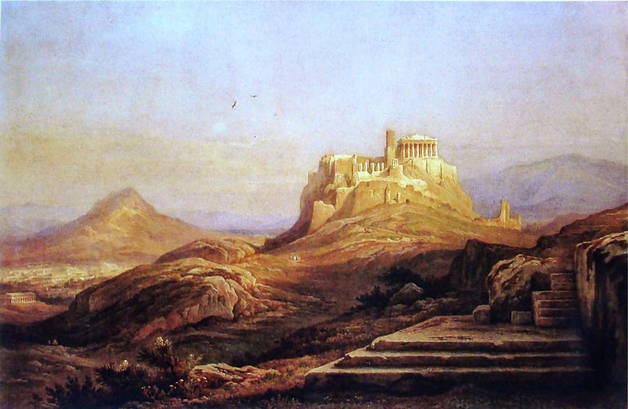 View of the Acropolis from the Pynx Painting by Rudolph Muller