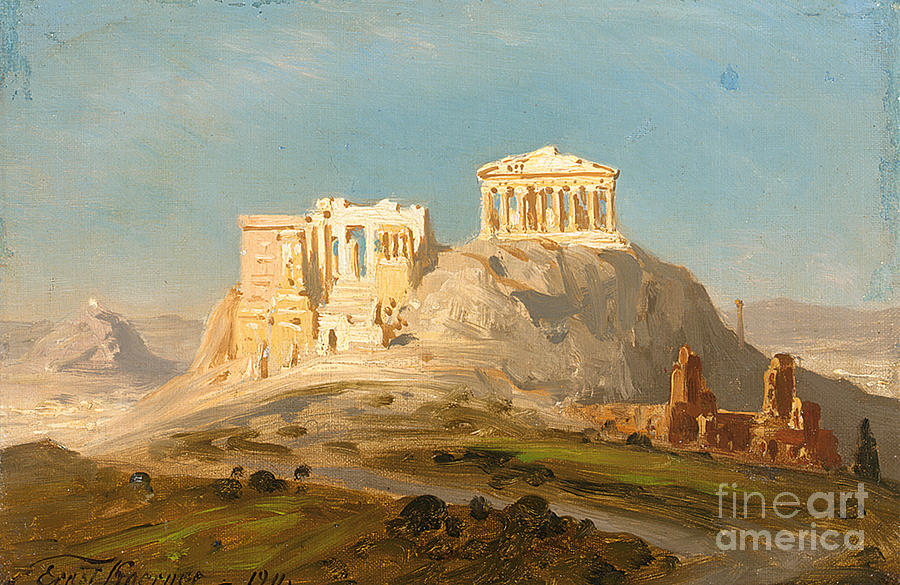 Greek Painting - View Of The Akropolis by Celestial Images