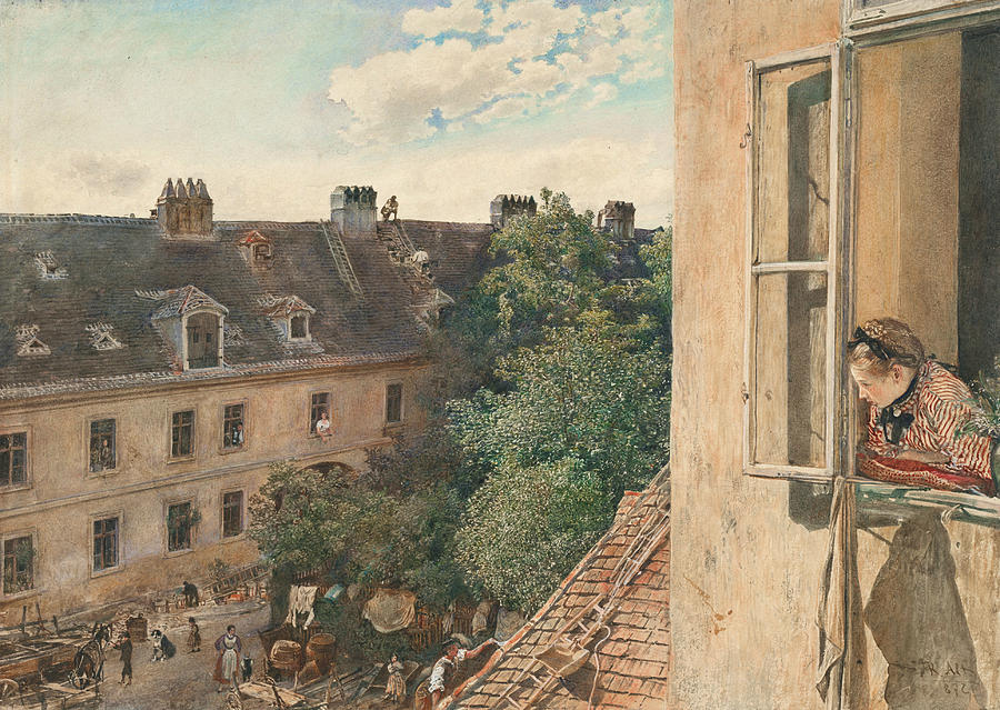 View of the Alservorstadt Painting by Rudolf von Alt