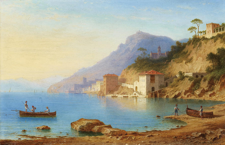 View of the Amalfi coast Painting by Carl Morgenstern