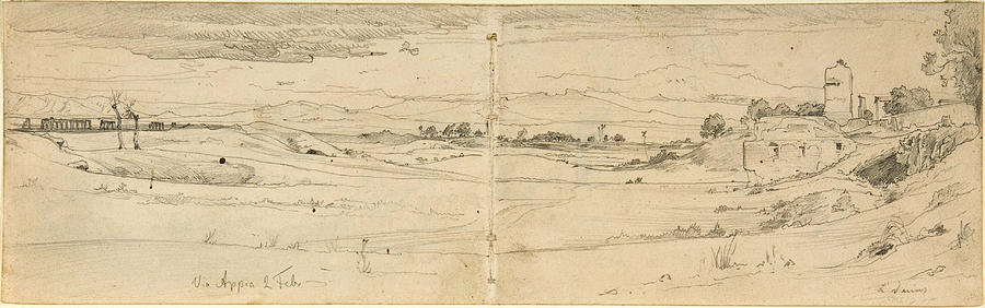 View of the Appian Way Drawing by August Leopold Venus