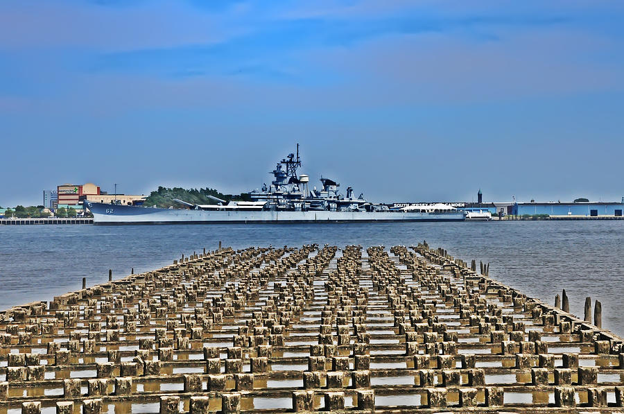 View of The Battleship New Jersey from Philadelphia Photograph by Bill Cannon