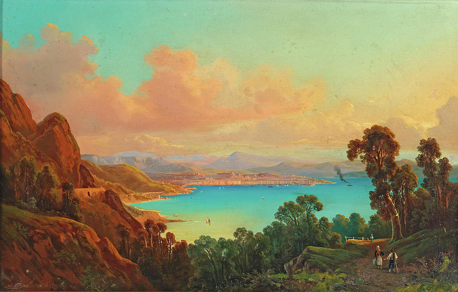View of the Bay of Trieste Painting by Albert Rieger