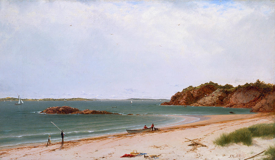View of the Beach at Beverly Massachusetts Painting by John Frederick Kensett