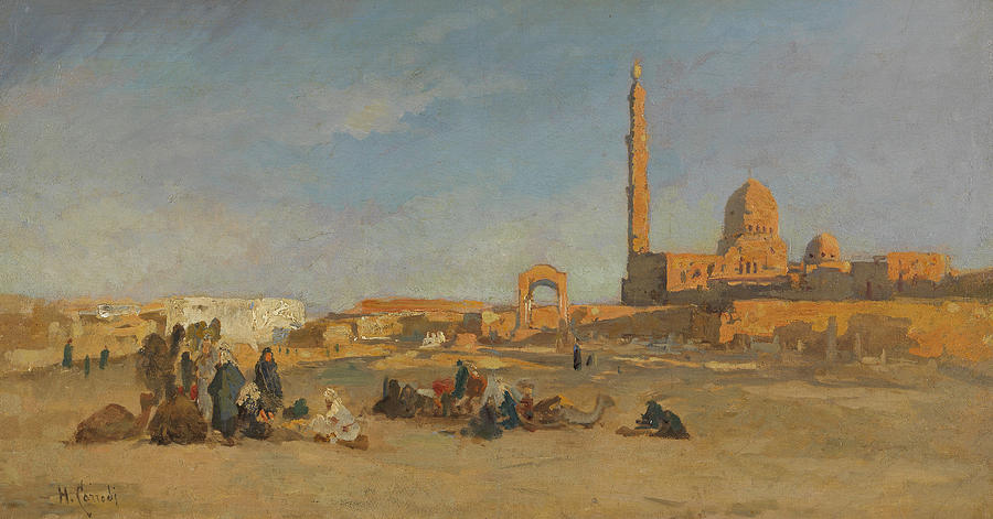 View of the Caliph Tombs of Cairo Painting by Hermann Corrodi