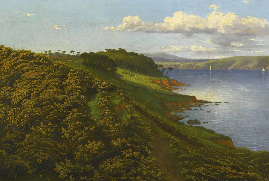 View of the Country near Mount Edgecumbe, England Painting by Sidney Hodges