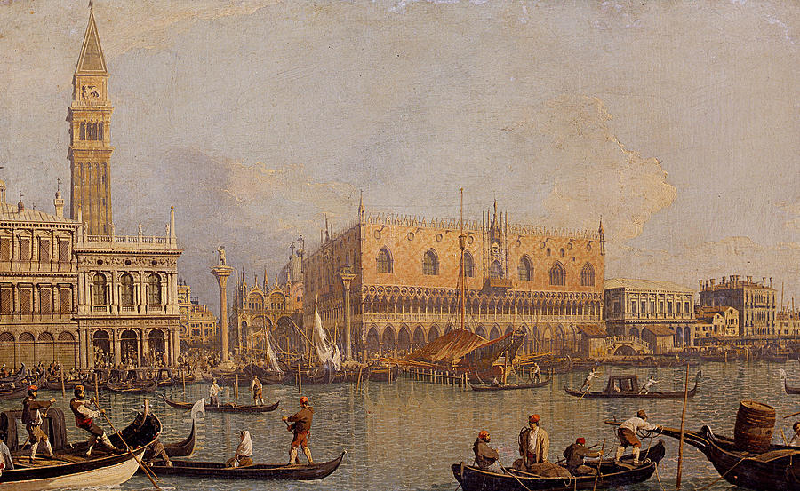 View of the Ducal Palace in Venice Painting by Canaletto