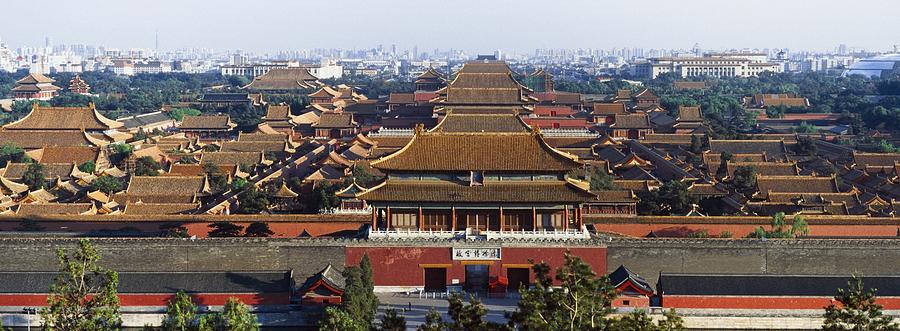 Architecture Photograph - View Of The Forbidden City At Dusk From by Axiom Photographic