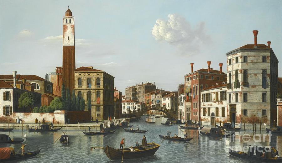View Of The Grand Canal Venice With San Geremia Painting by MotionAge Designs