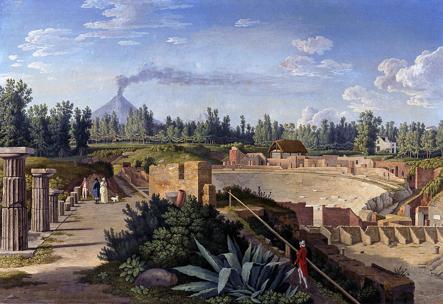 View of the Great Theater of Pompeii Painting by Jacob Philipp Hackert