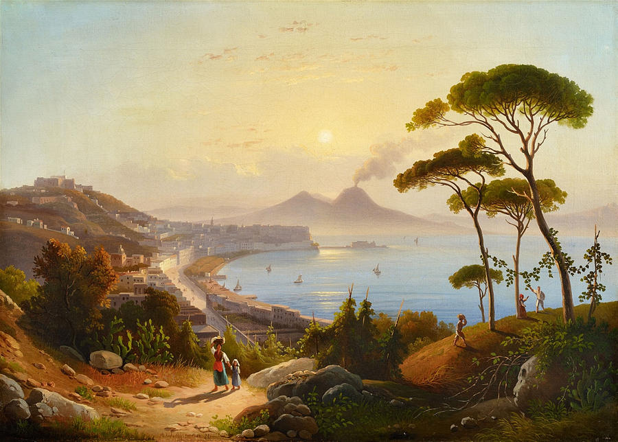 View of the Gulf of Naples Painting by August Ahlborn