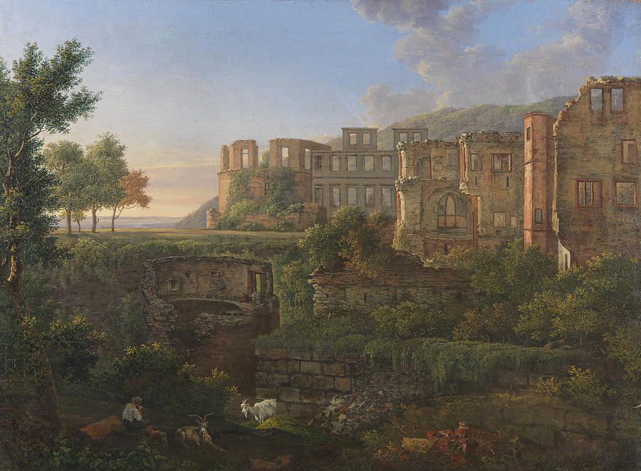 View of the Heidelberg Castle Painting by Johann Martin von Rohden