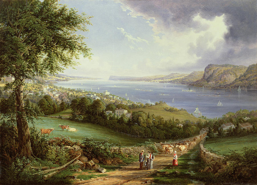 View of the Hudson River from near Sing Sing, New York Painting by Robert Havell