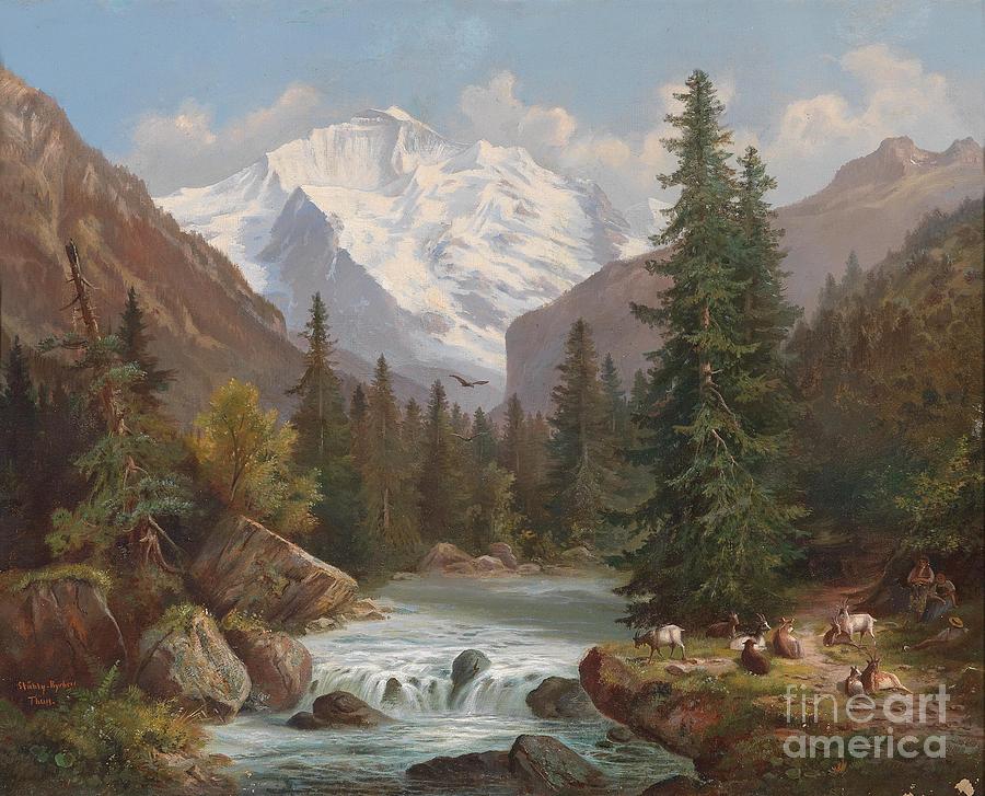 View of the Jungfrau Painting by MotionAge Designs