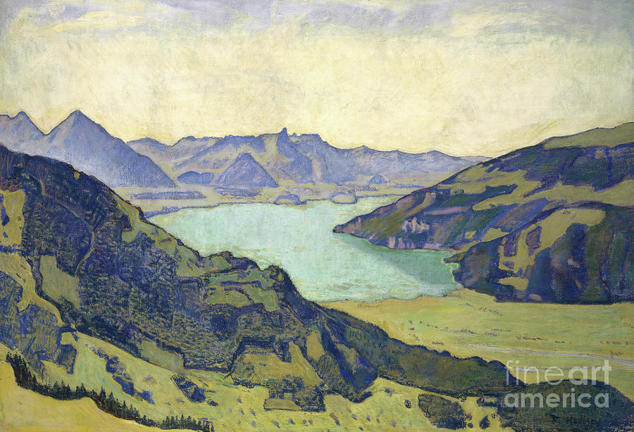 View of the Lake of Thun from Breitlauenen, 1906 Painting by Ferdinand Hodler