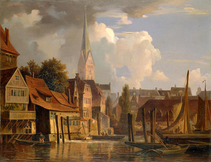 View of the Little Alster Painting by Adolph Friedrich Vollmer