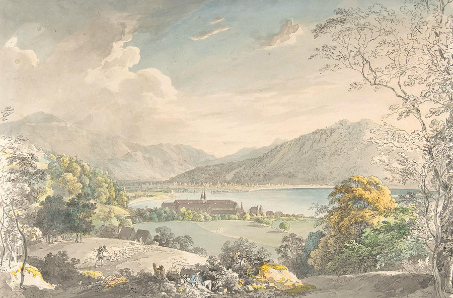 View of the Monastery in Tegernsee seen from the north-east Drawing by Johann Georg von Dillis