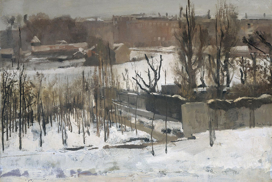 Architecture Painting - View Of The Oosterpark, Amsterdam, In The Snow, 1892 by George Hendrik Breitner