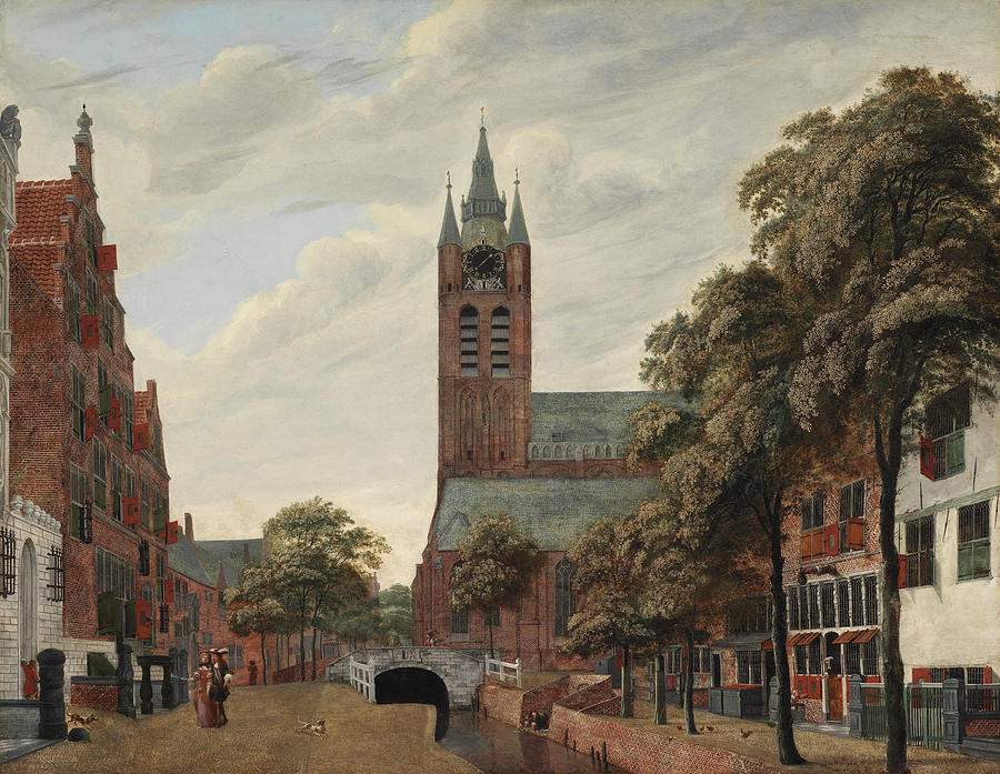 View of the Oude Delft Canal Painting by Jan Van der Heyden