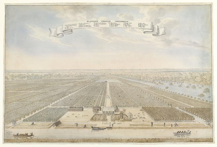View of the plantation Cornelis Friendship in Suriname, anonymous, 1700 - 1800 Painting by Celestial Images