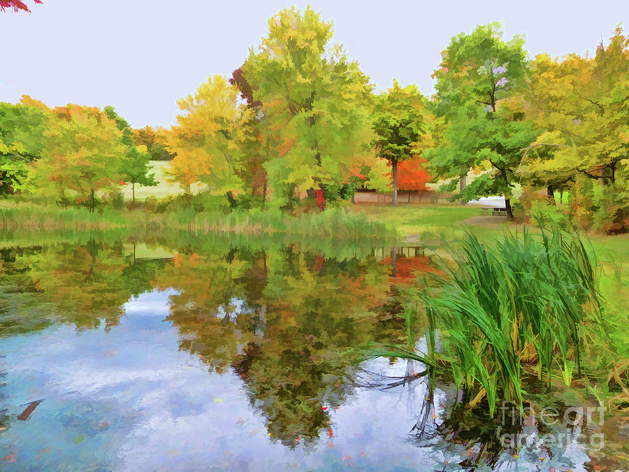 View of the pond at the Olana State Historic Site  11 Painting by Jeelan Clark