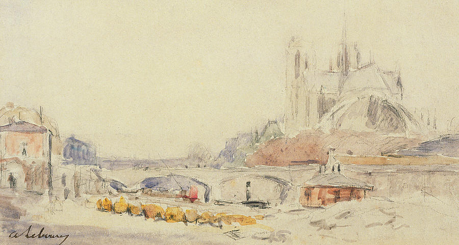 Paris Painting - View of the Pont de la Tournelle and Notre-Dame de Paris by Albert Charles Lebourg