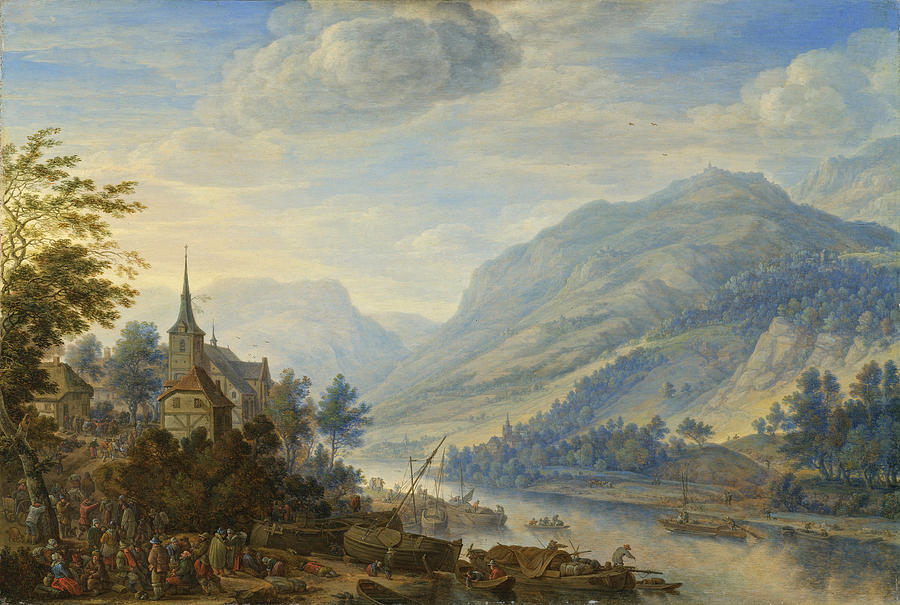 View of the Rhine River near Reineck Painting by Herman Saftleven