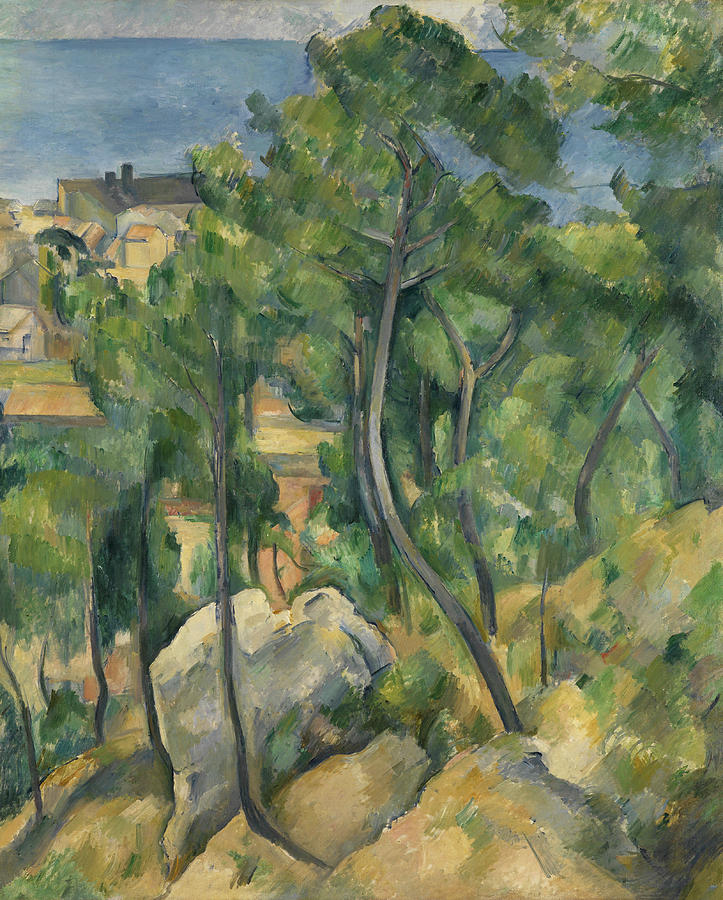 View of the sea at LEstaque Painting by Paul Cezanne