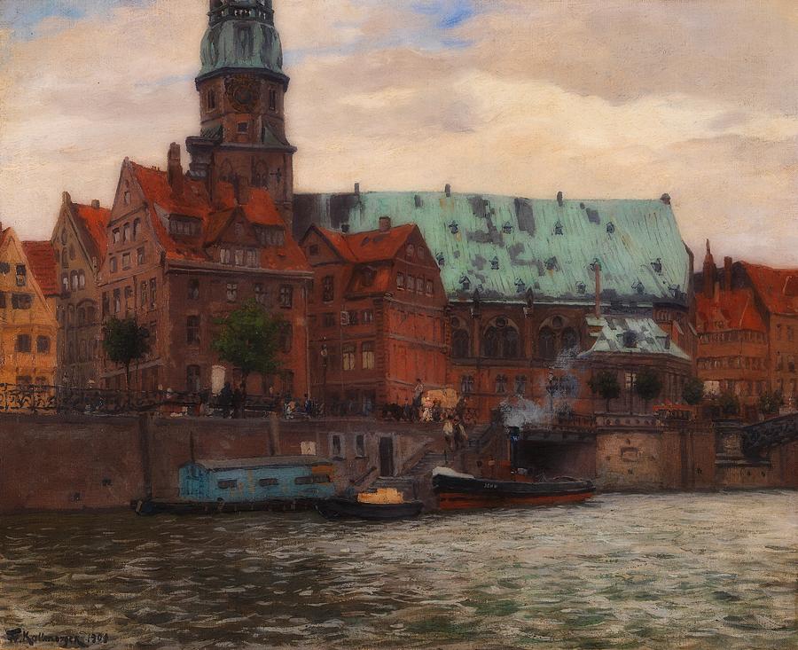 View Of The St. Katharine Church In Hamburg Painting by Mountain Dreams