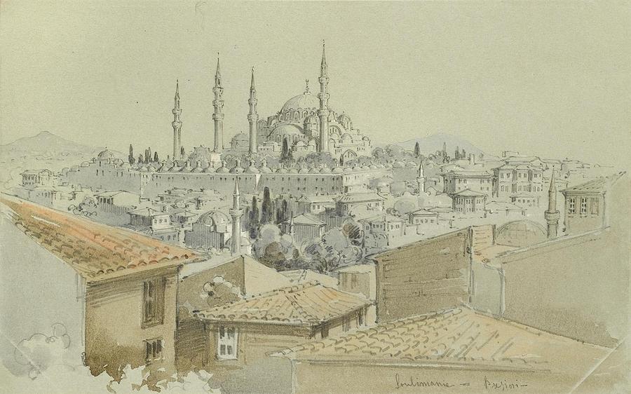 View of the Suleymaniye Painting by Amadeo Preziosi