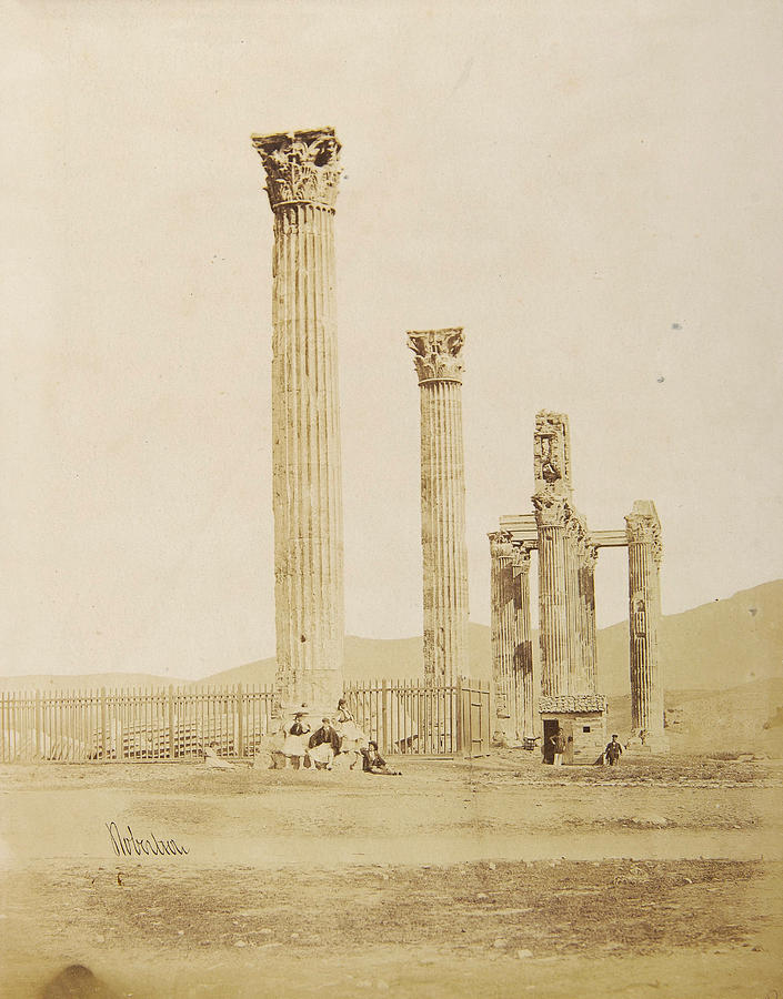 Athens Photograph - View of the Temple of Olympian Zeus from the west by Robertson James