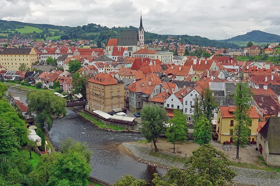 View Of The Vltava River And Cesky Kumlov In The Czech Republic Photograph by Rick Rosenshein
