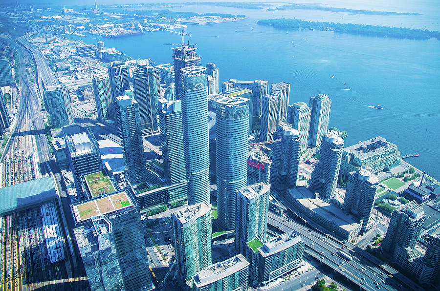 View of Toronto Waterfront from CN Tower Photograph by Jeff at JSJ Photography