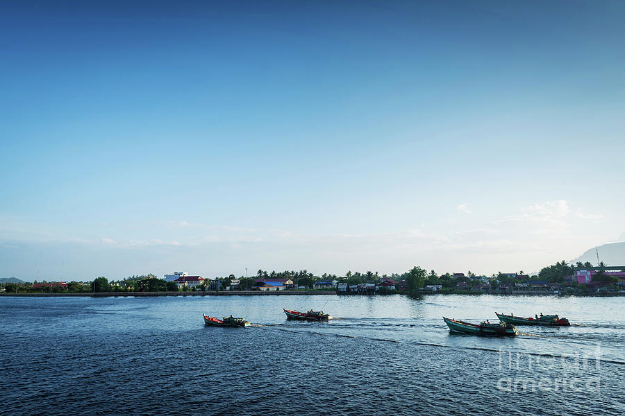 View Of Traditional Fishing Boats On Kampot River In Cambodia Photograph by JM Travel Photography