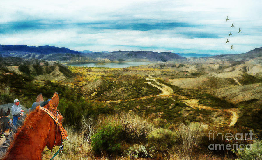 View of Vail Lake on Horseback Digital Art by Rhonda Strickland