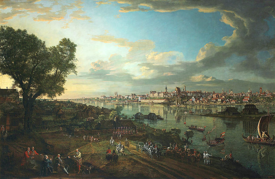 View of Warsaw from Praga Painting by Bernardo Bellotto