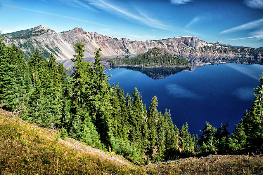 View Of Wizard Island Crater Lake Photograph